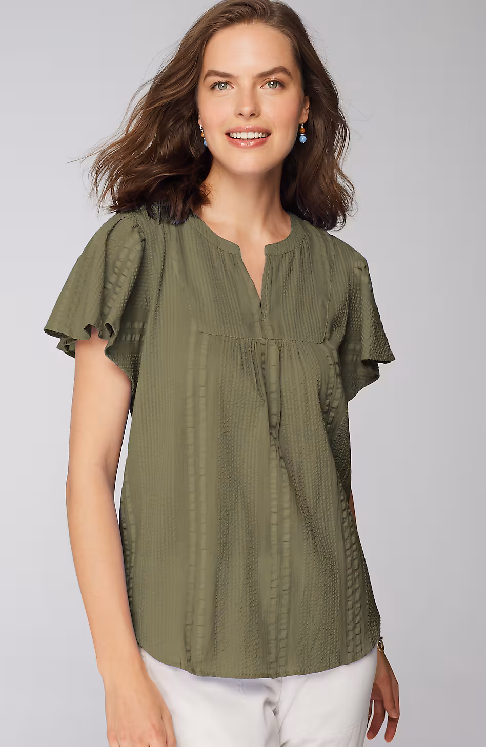 Geometrically Embroidered Textured Top