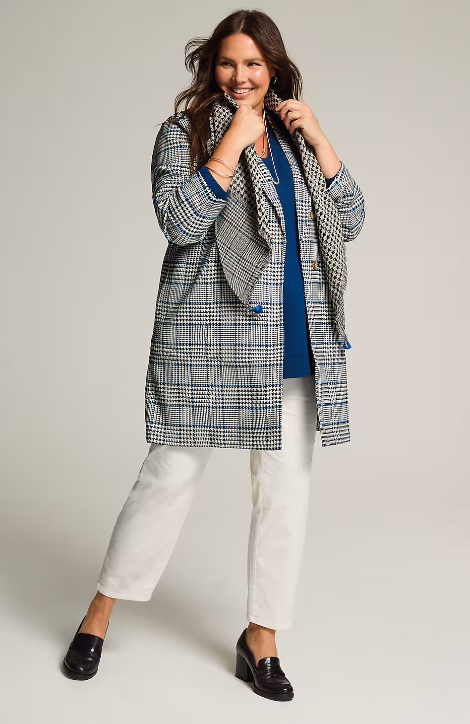 Long Plaid Duster Jacket