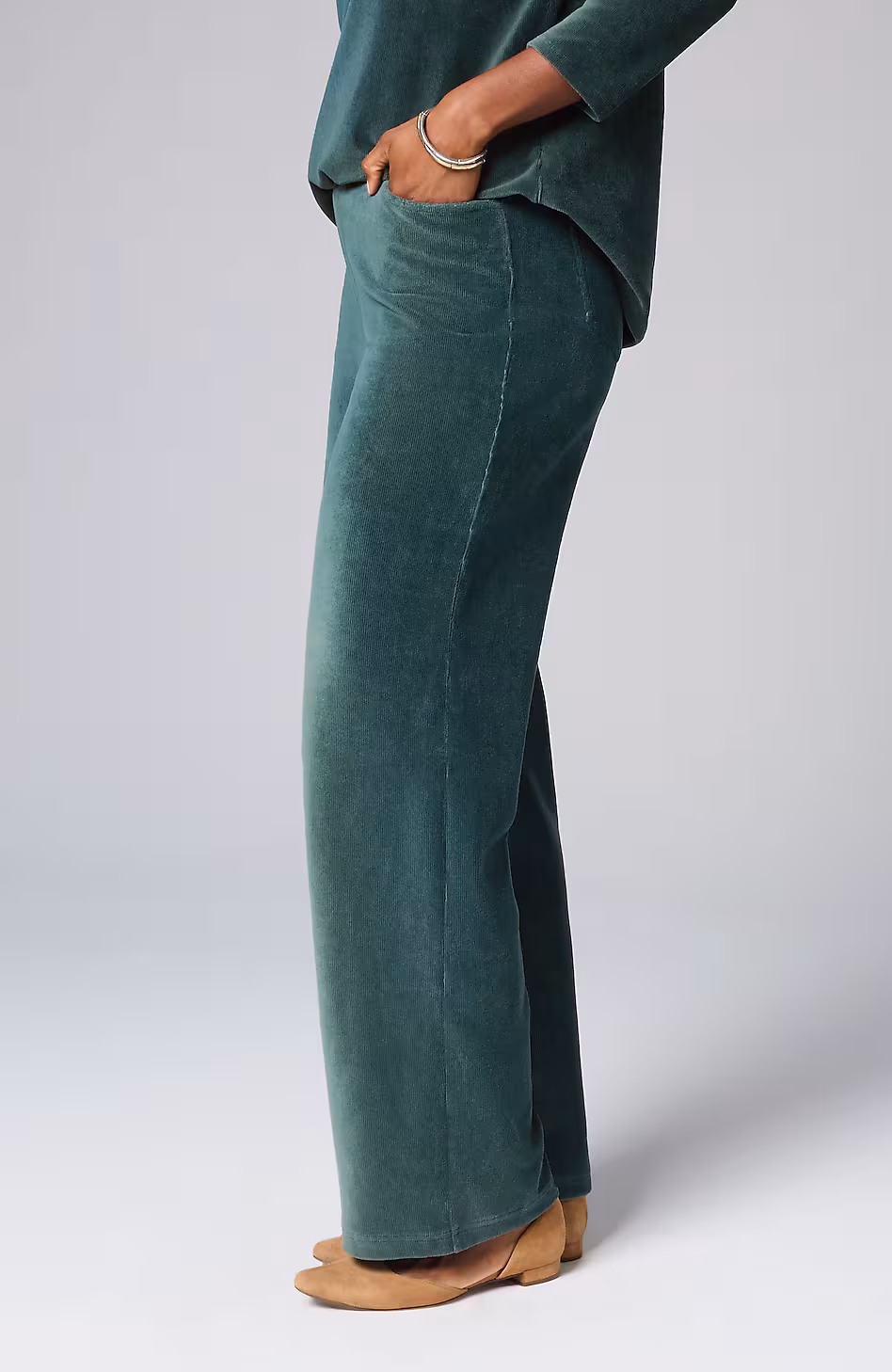 Pure Jill Corded-Velour Wide-Leg Pants
