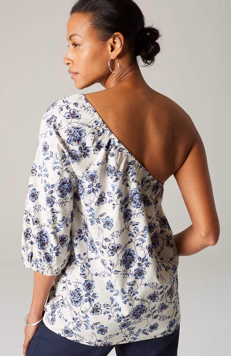 One-Shoulder Puff-Sleeve Top