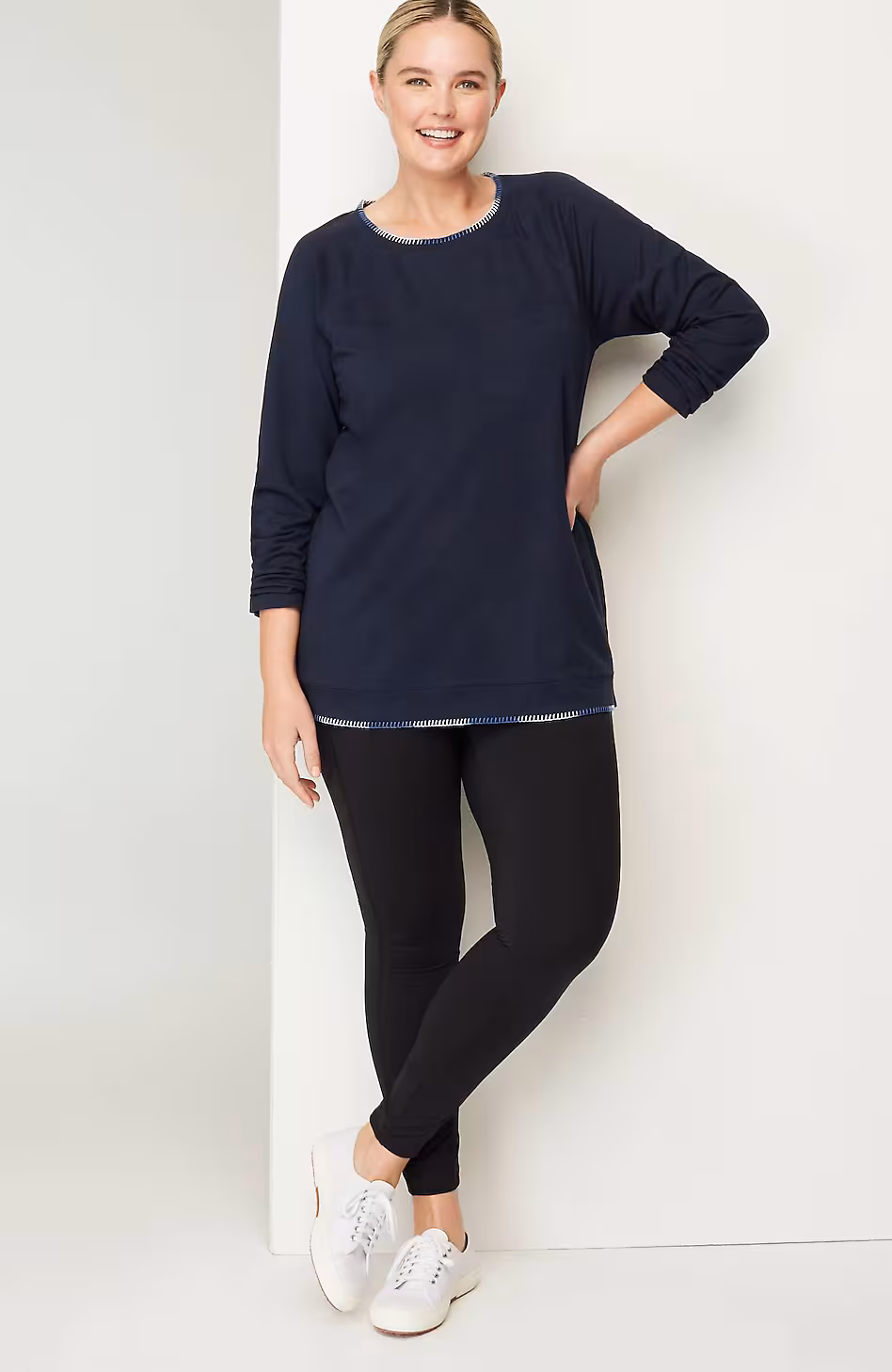 Fit Ombré-Stitched Tunic Sweatshirt
