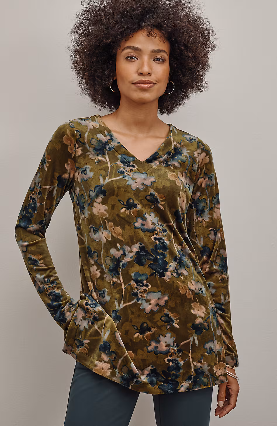 Pure Jill Velour V-Neck Tunic