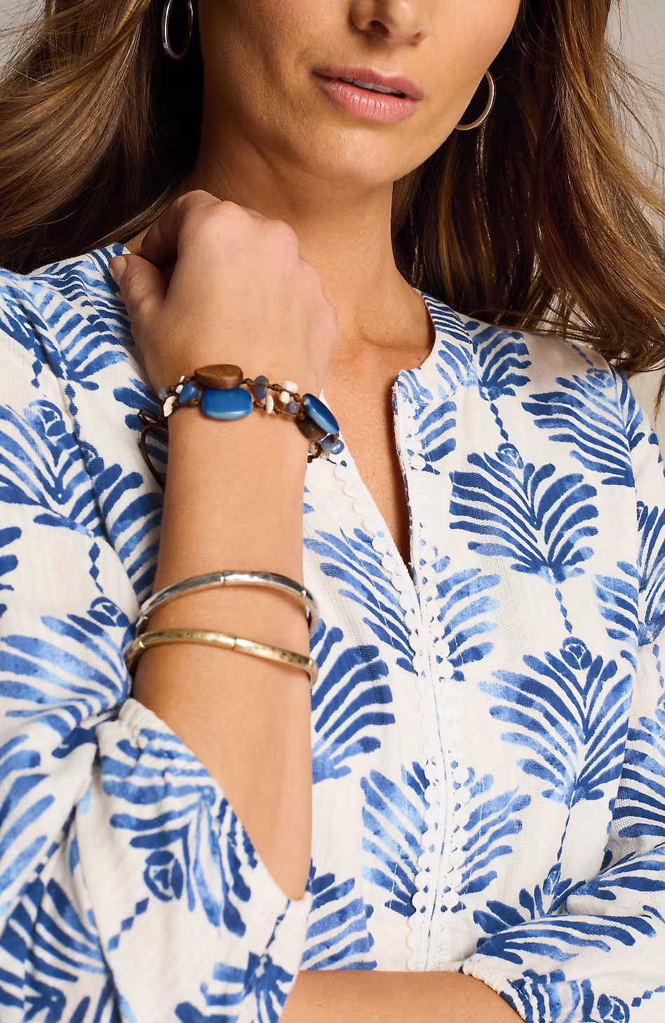 Printed Split-Neck Dress