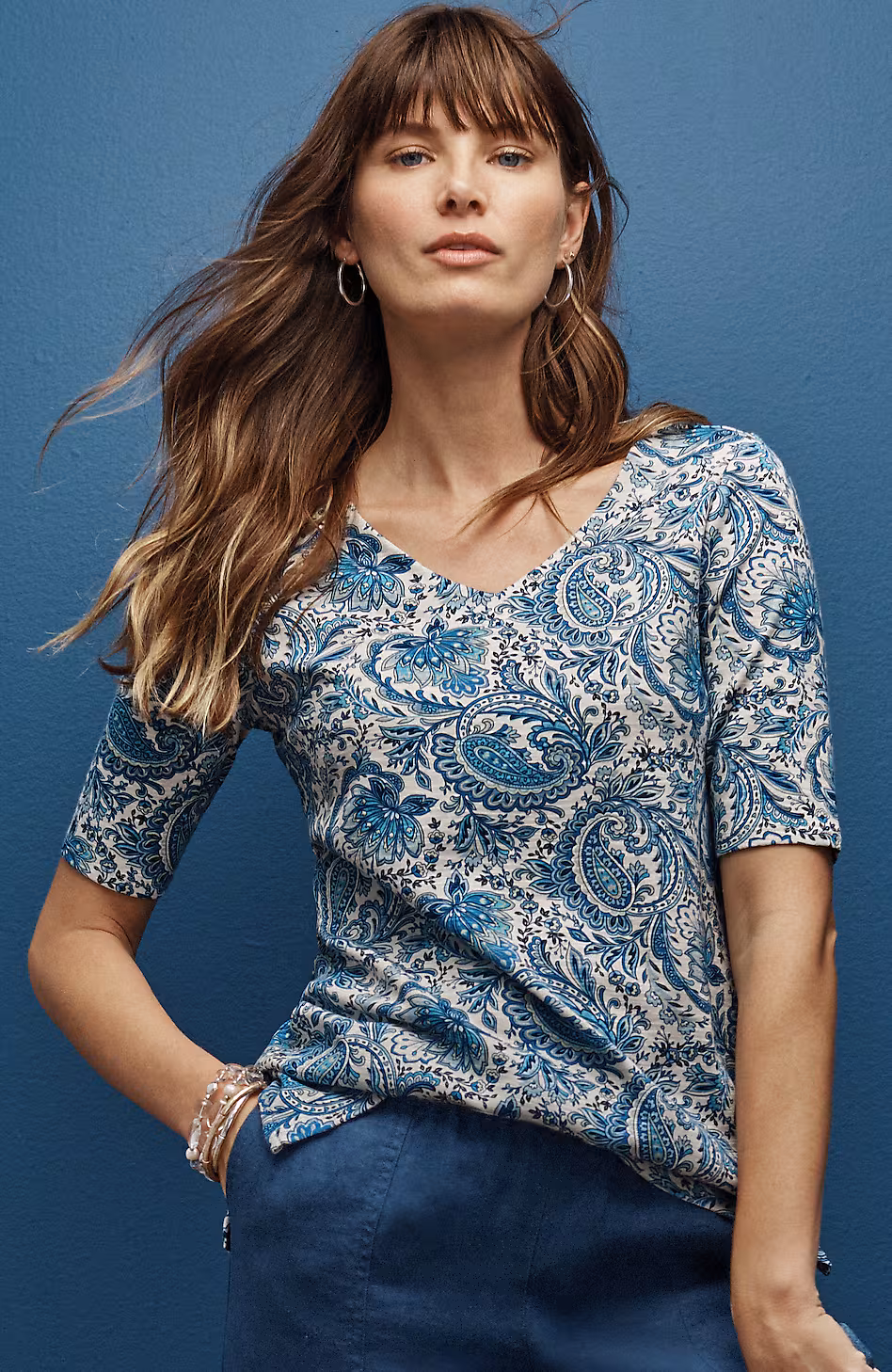 Pima-Slub Elbow-Sleeve Tee