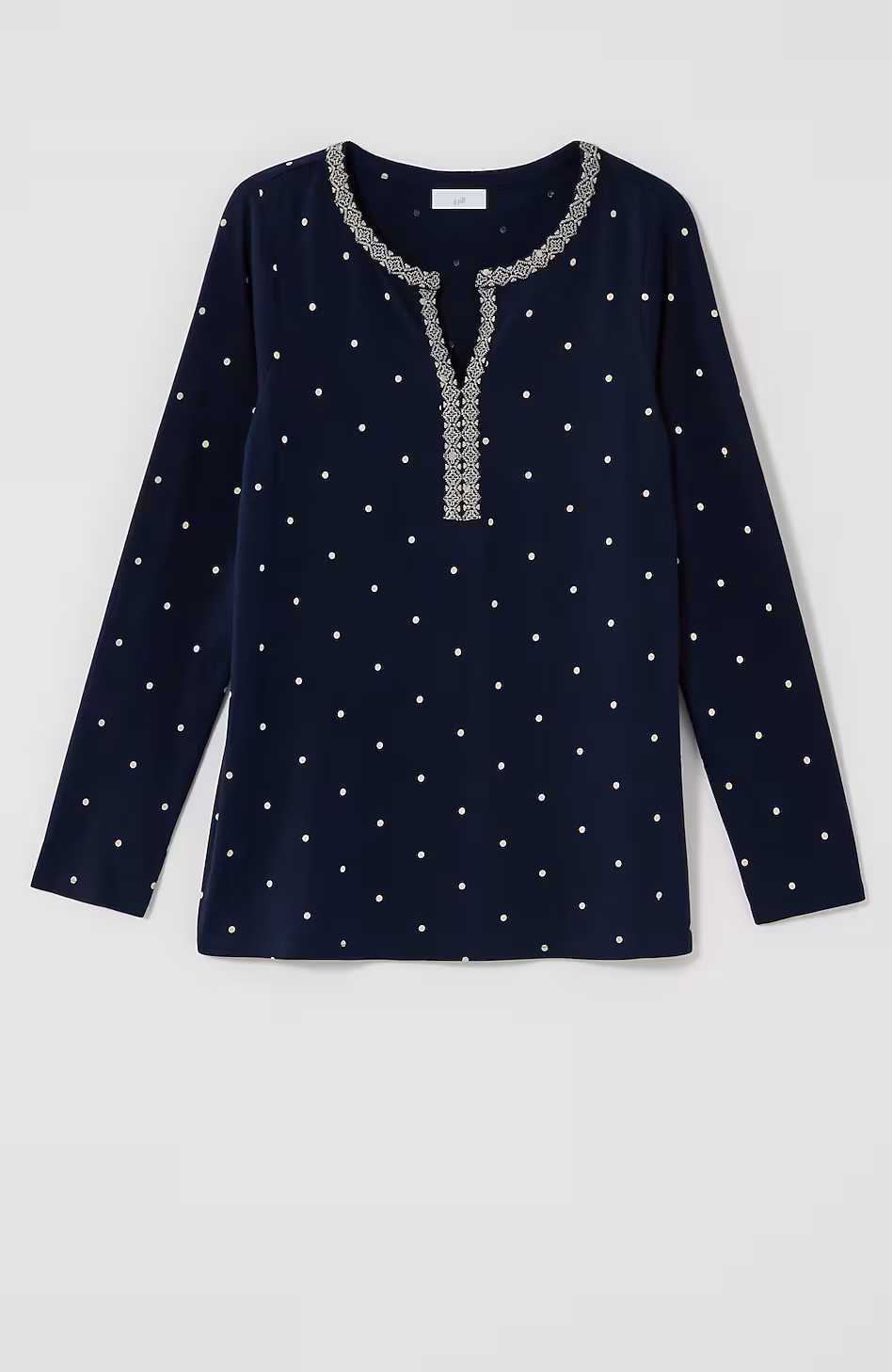 Embroidered & Printed Dot Top