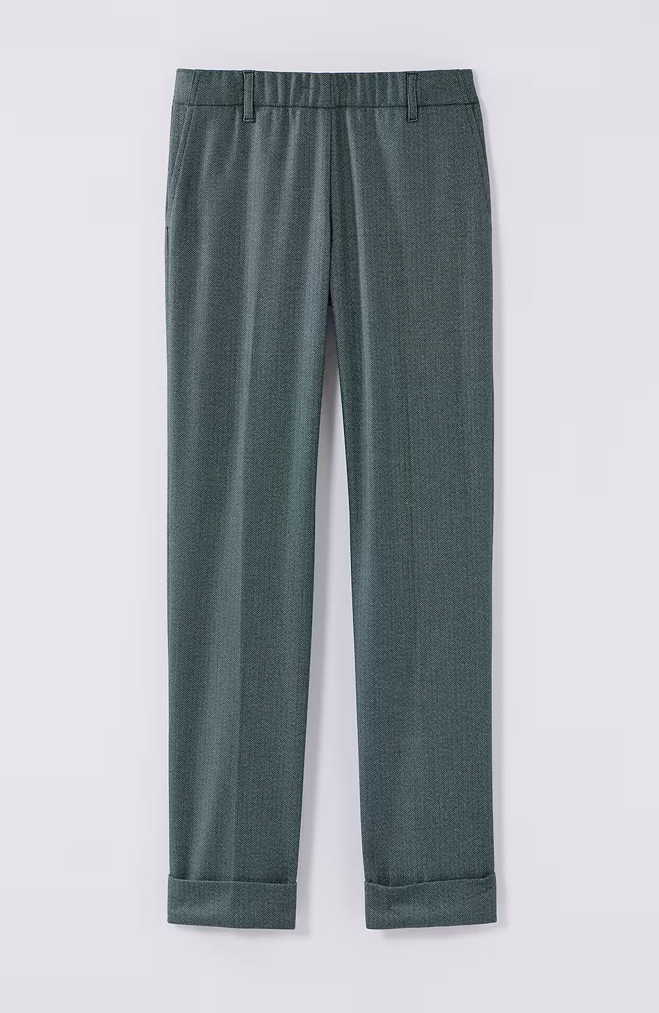 Herringbone Cuffed Pull-On Pants