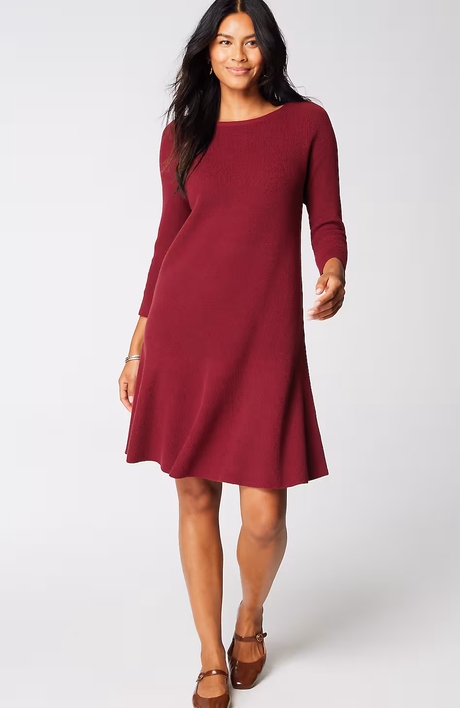 Flounced-Hem Sweater Dress