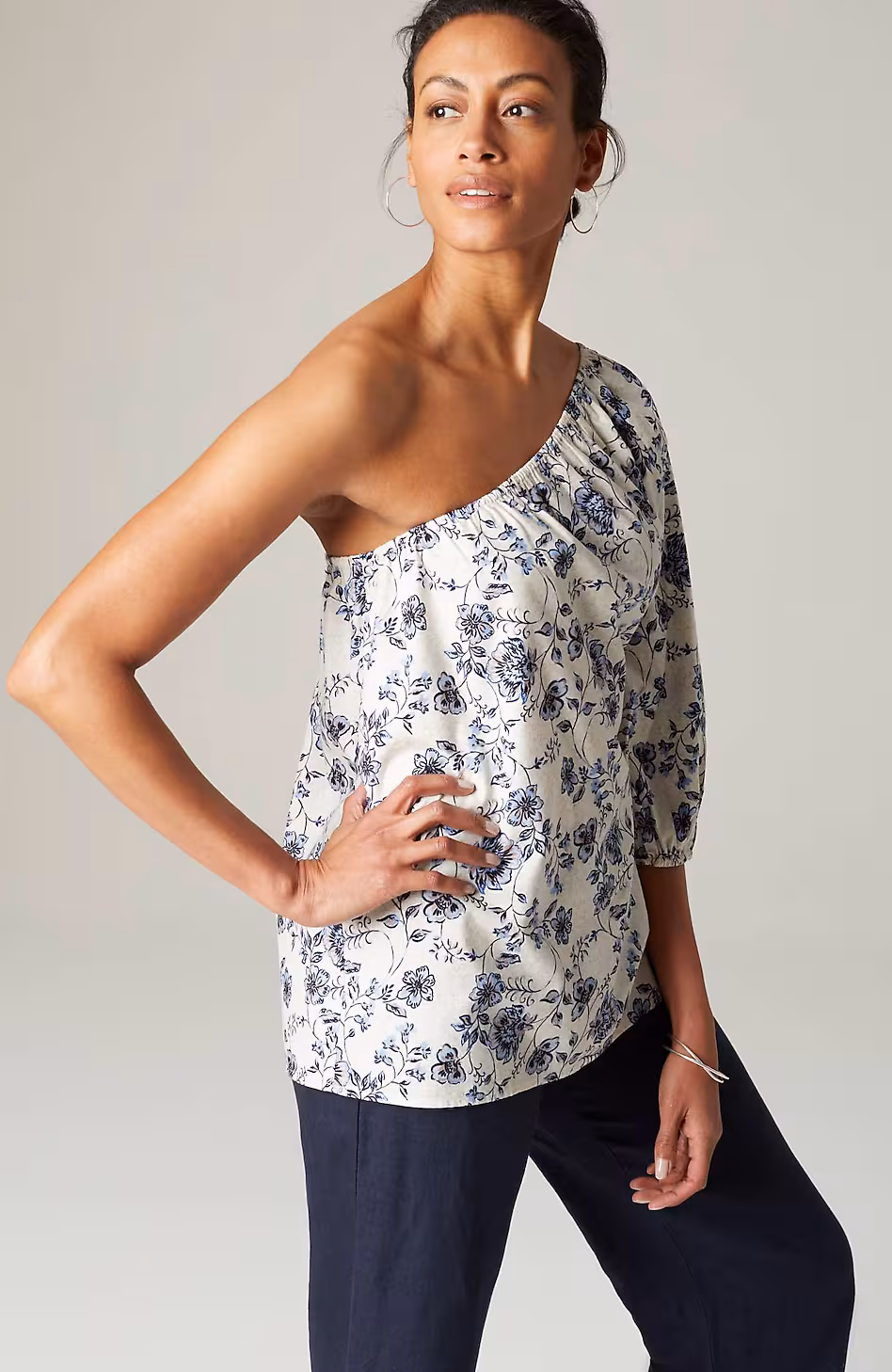 One-Shoulder Puff-Sleeve Top
