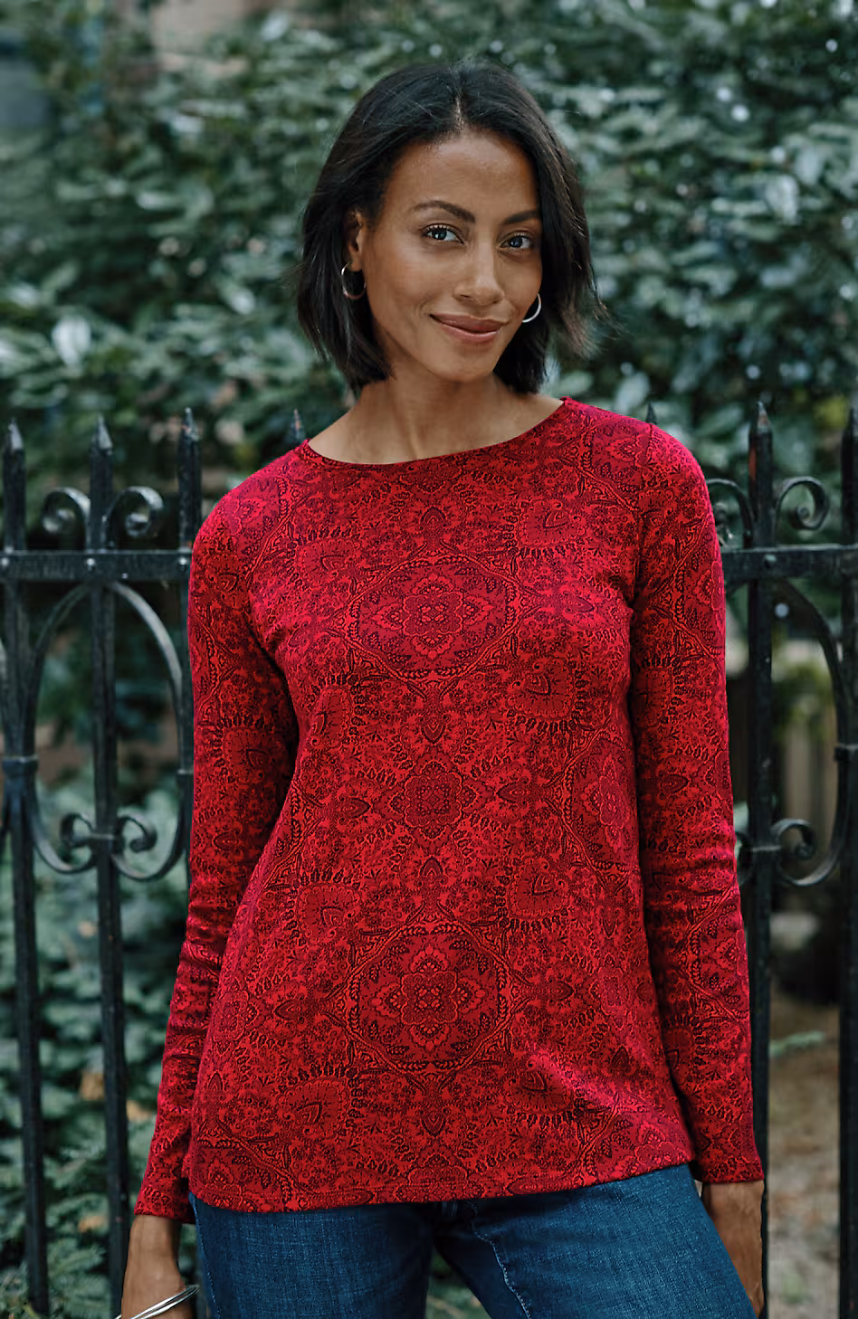 Long-Sleeve Pima Crew-Neck Tee