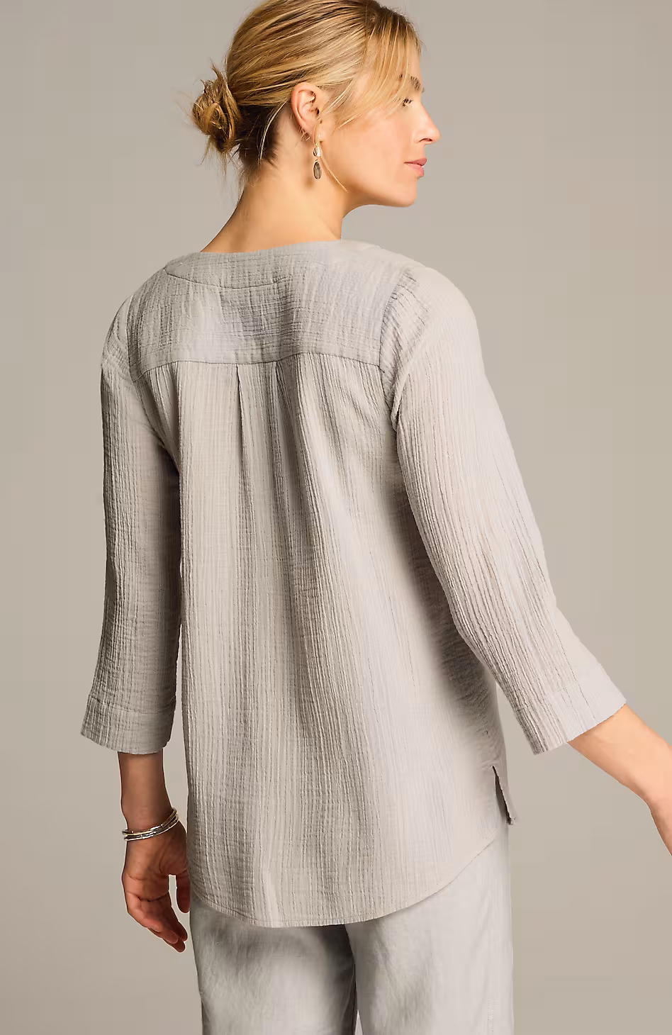Pure Jill Cotton-Gauze One-Button Tunic