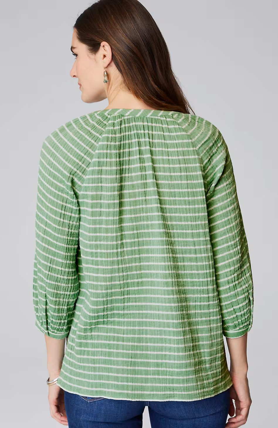 Cotton-Gauze Striped Button-Front Top