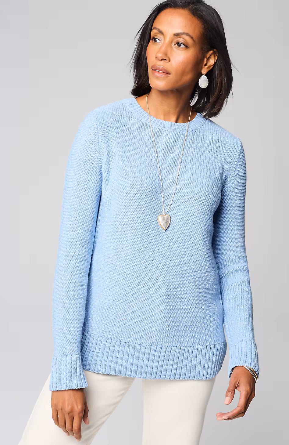 Ribbed-Detail Crew-Neck Sweater