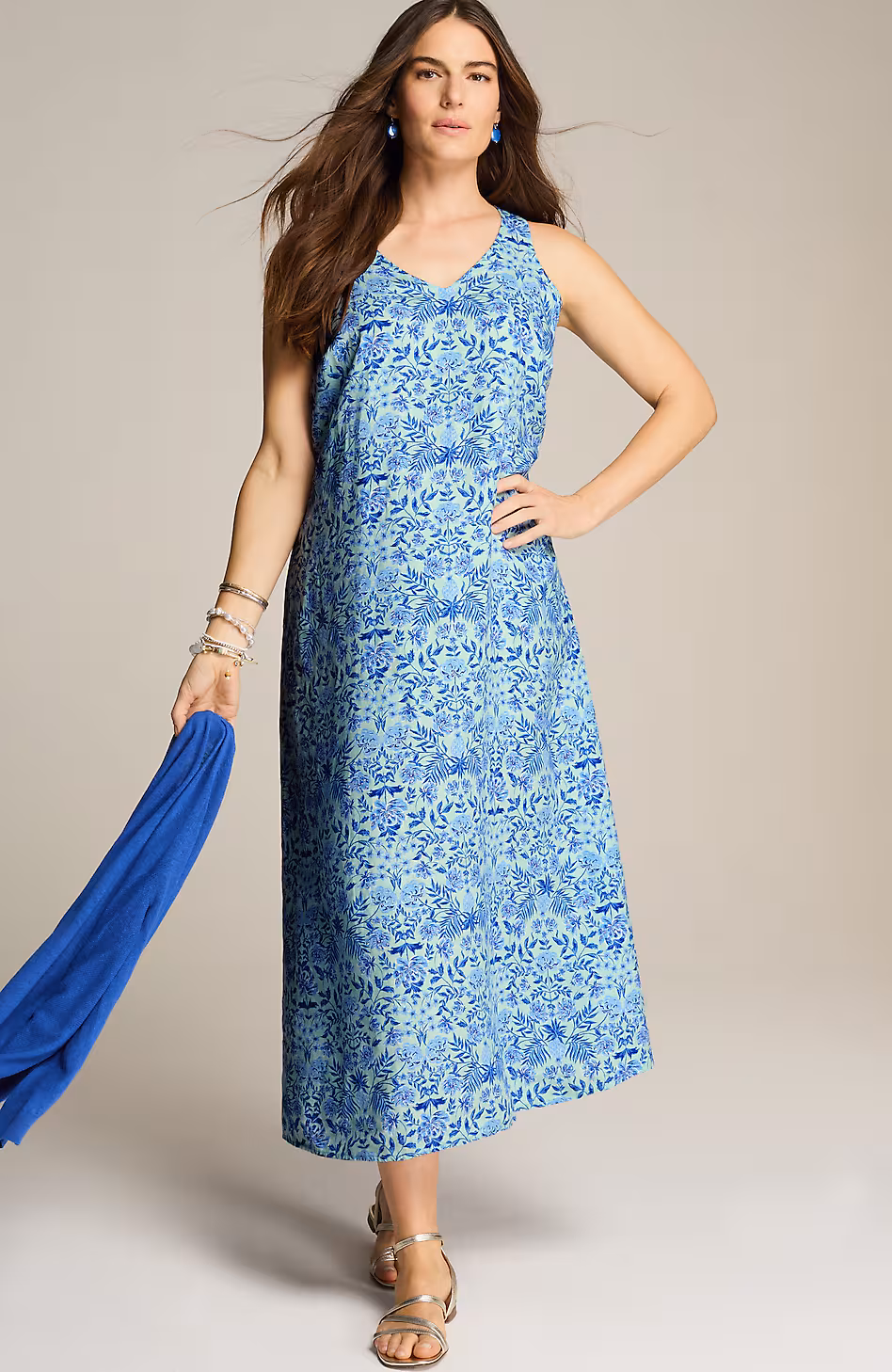 Sleeveless V-Neck Maxi Dress