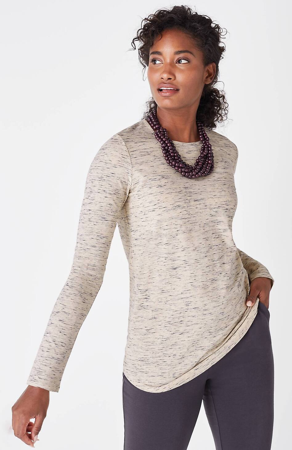 Pure Jill Long-Sleeve Shirttail Tee