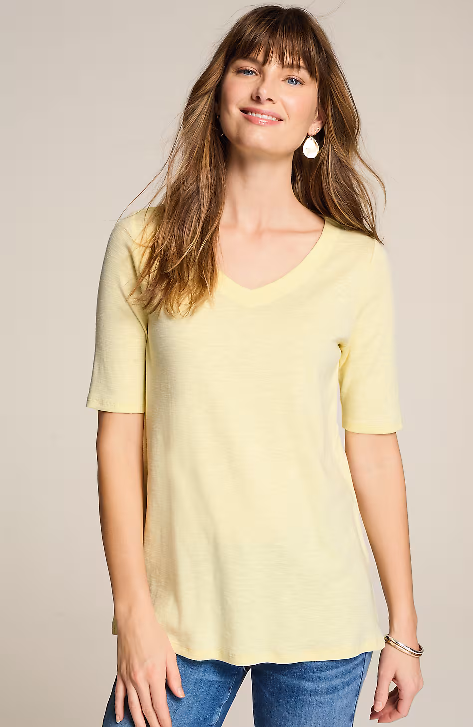 Pima-Slub Elbow-Sleeve Tee
