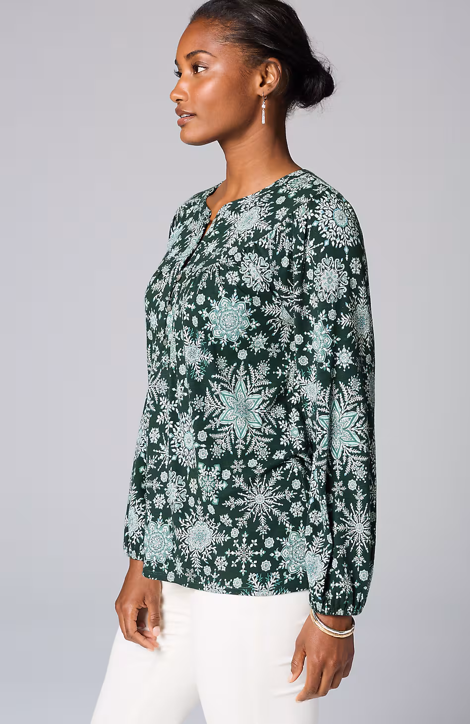 Printed Peasant Top