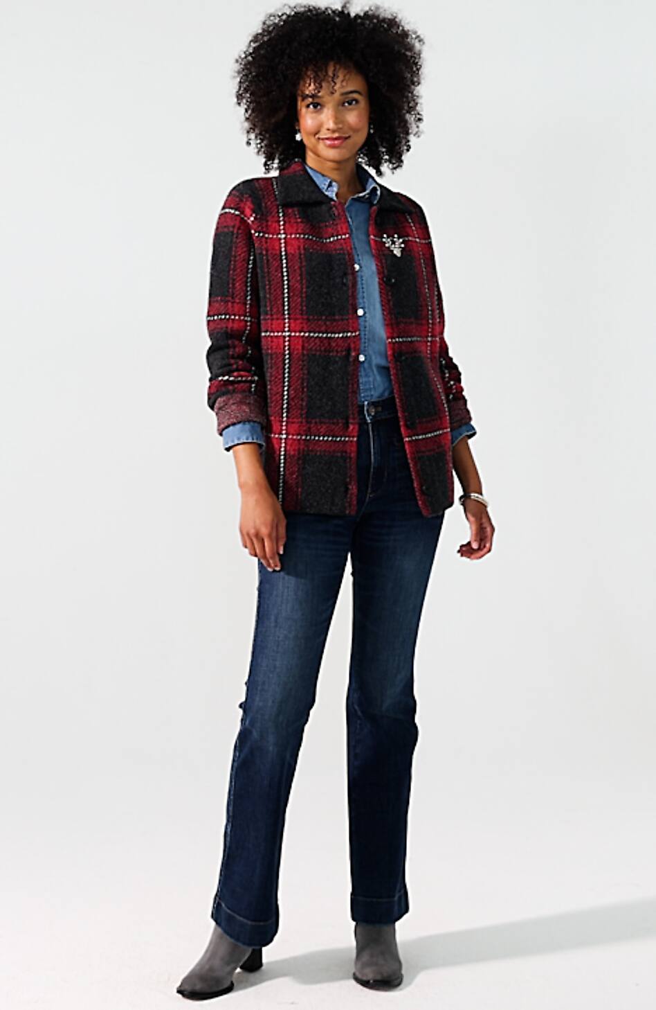 Plaid Button-Front Sweater