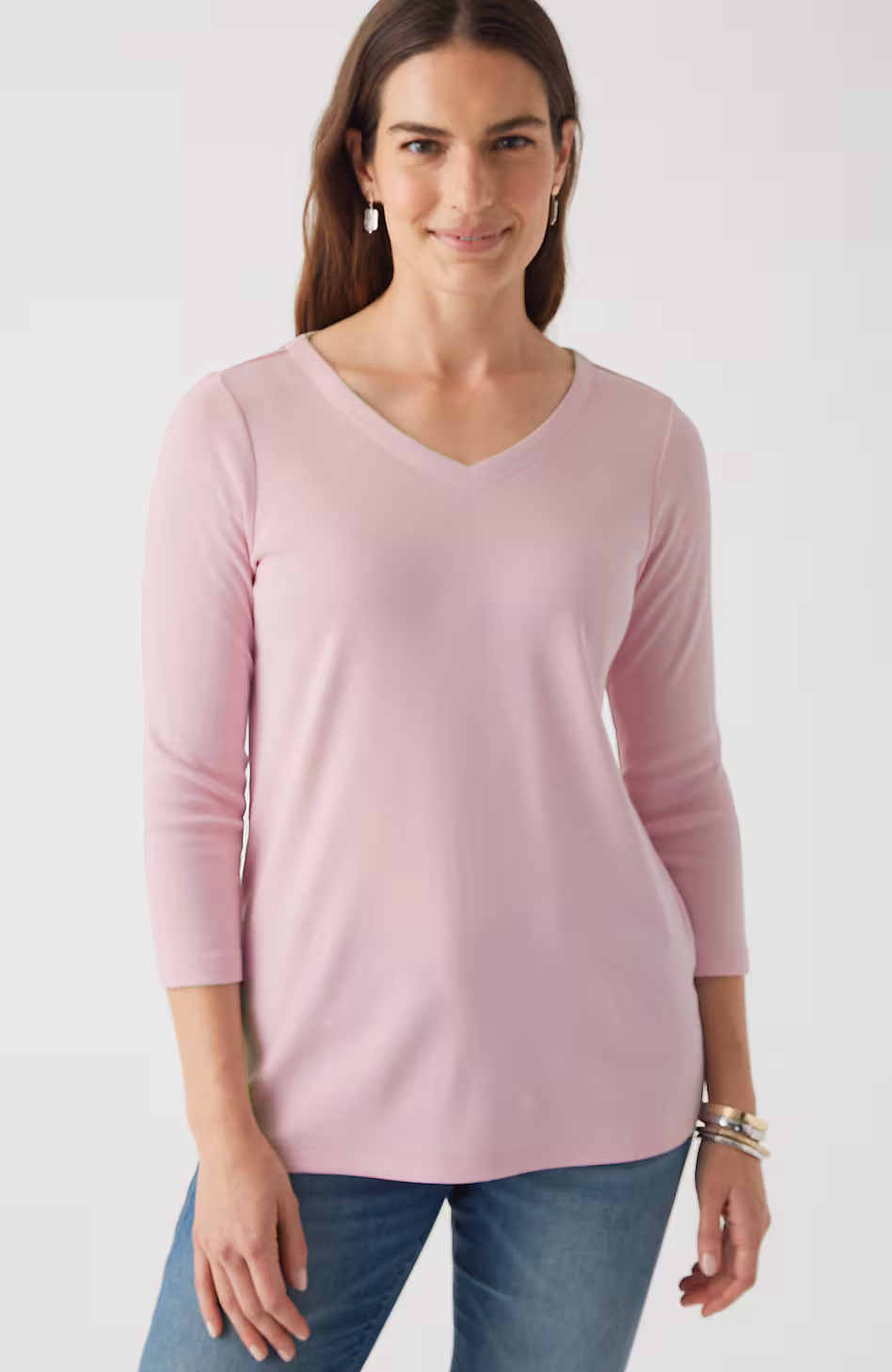 Pima 3/4-Sleeve V-Neck Tee
