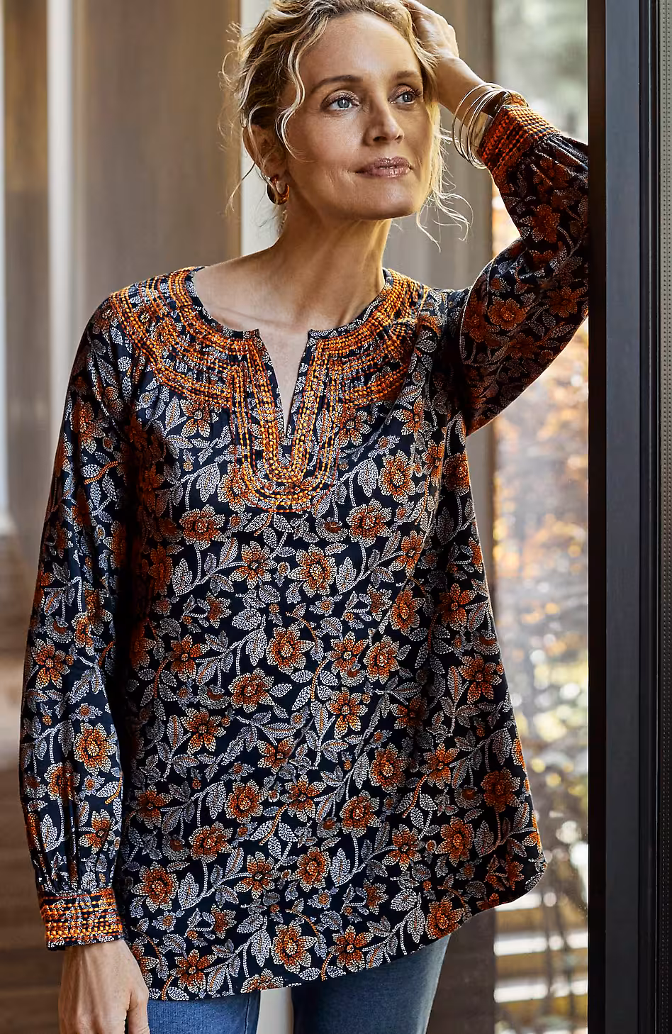 Pure Jill Twill Embroidered Tunic