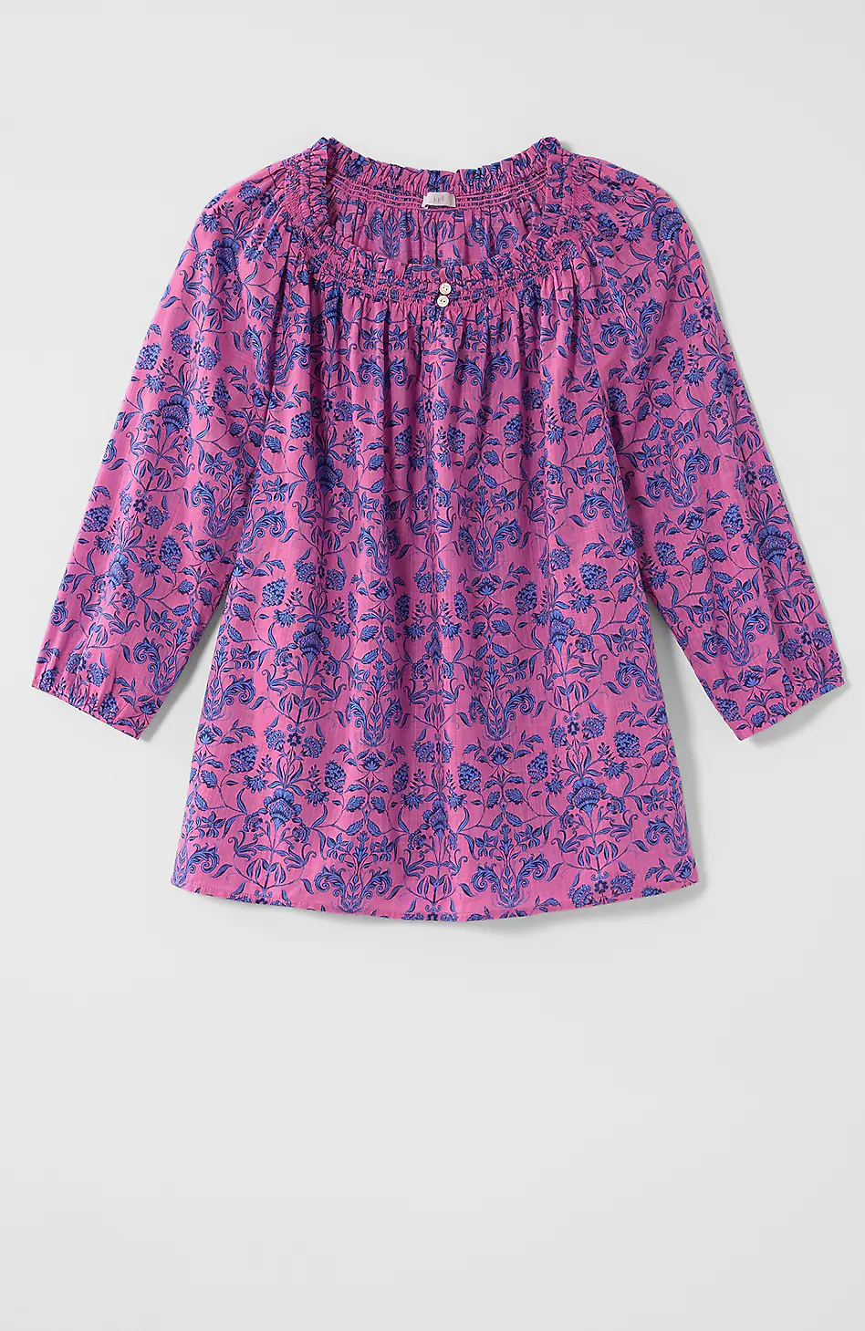 Smocked Floral-Print Top