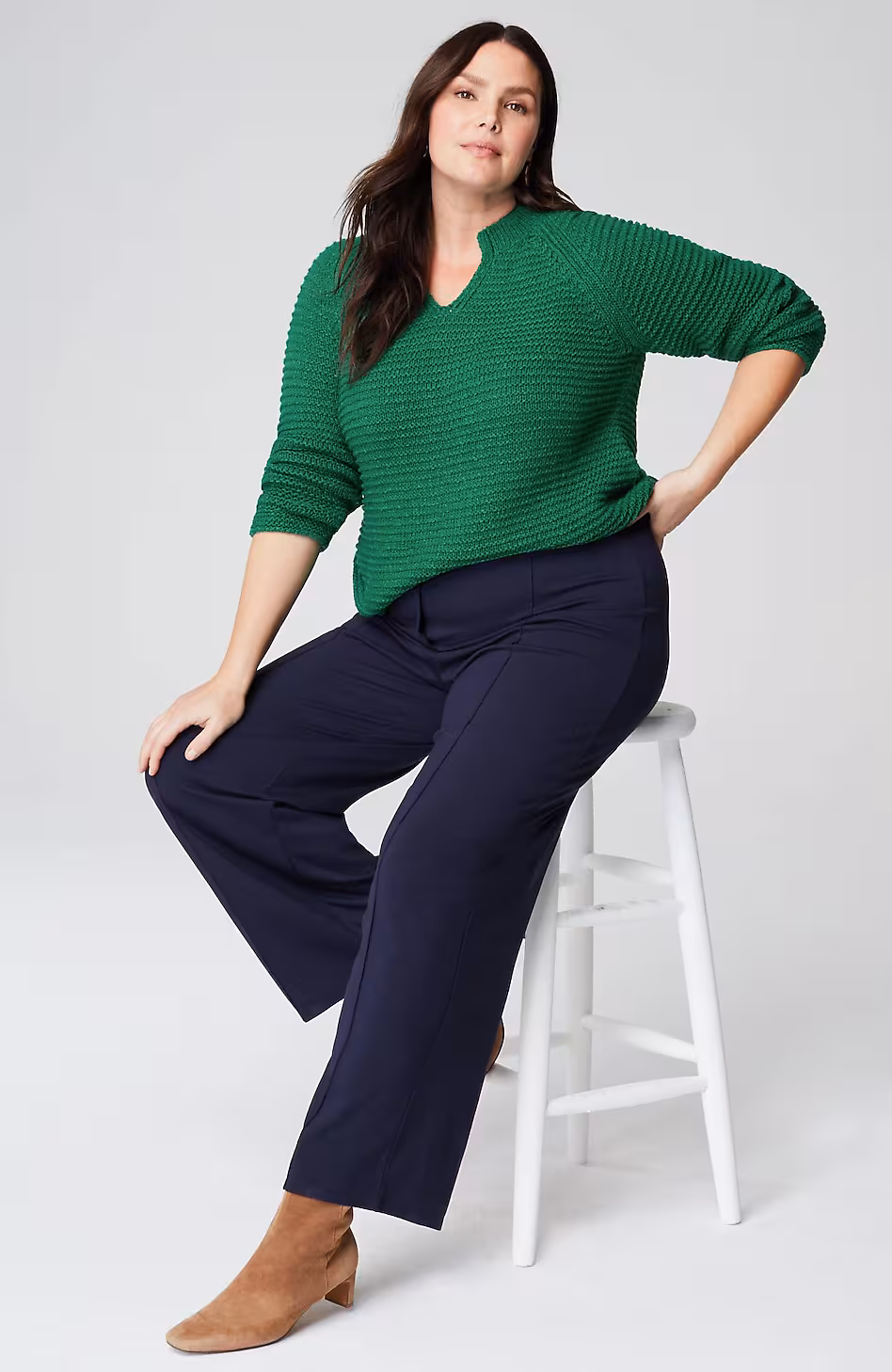 Wearever Textured Split-Neck Sweater