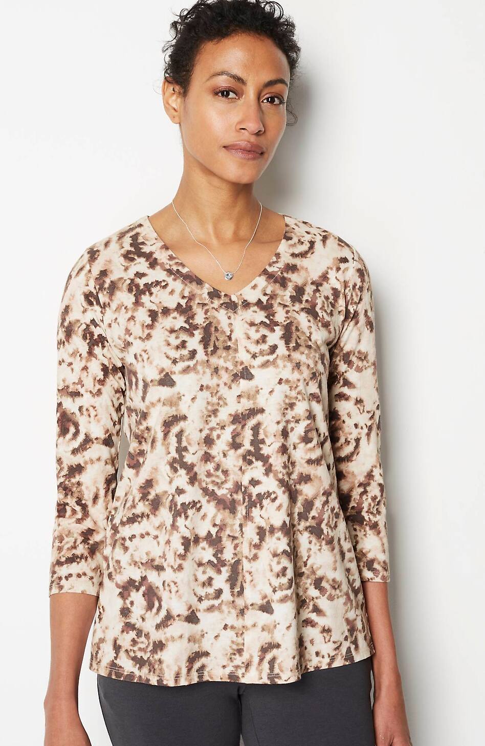 Pure Jill Printed V-Neck Tee