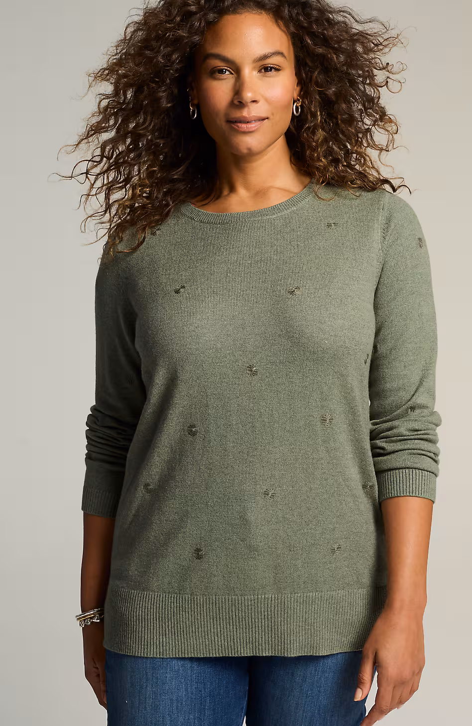 Dot-Embroidered Sweater