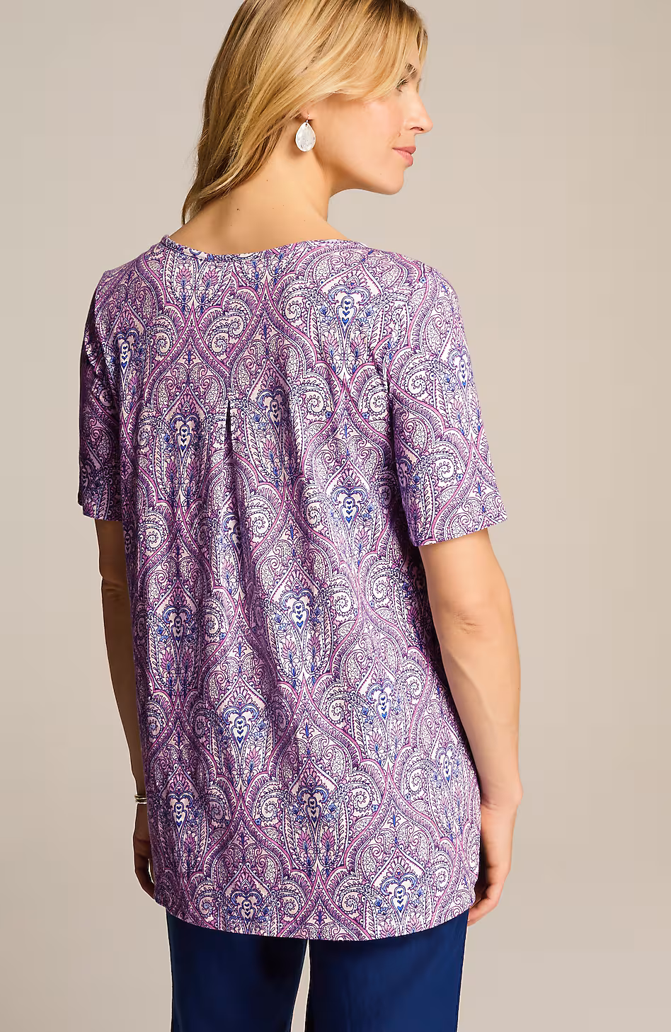Cotton-Blend Elbow-Sleeve Tunic