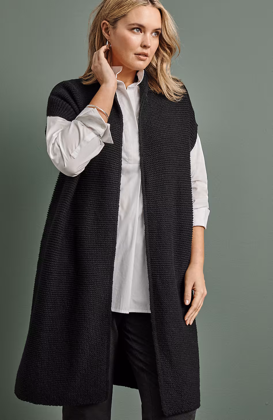 Textured Long Gilet Vest