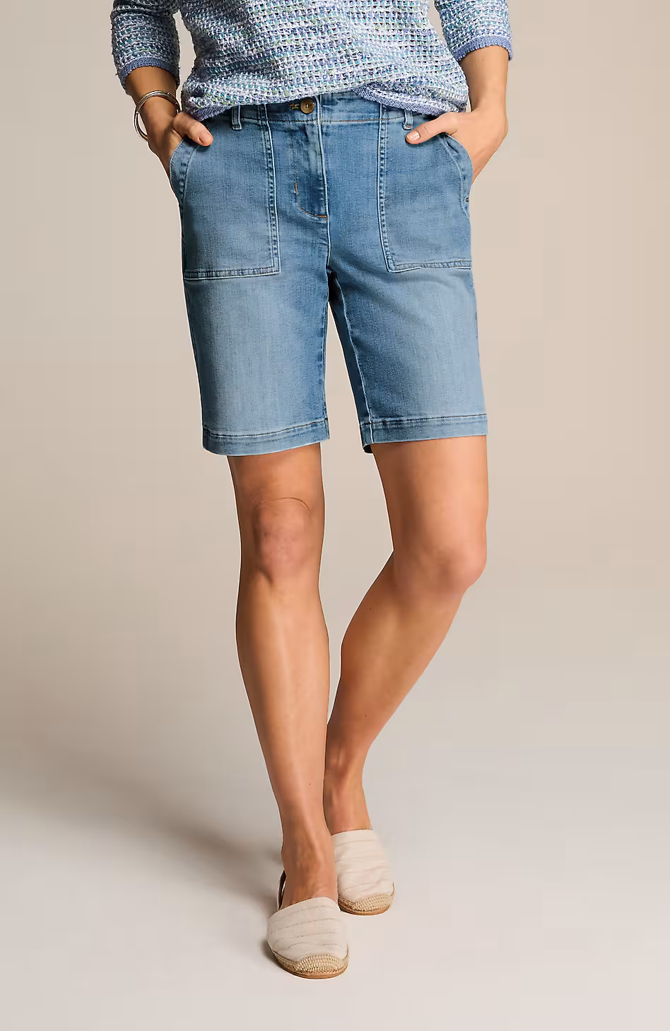 Denim Patch-Pocket Shorts