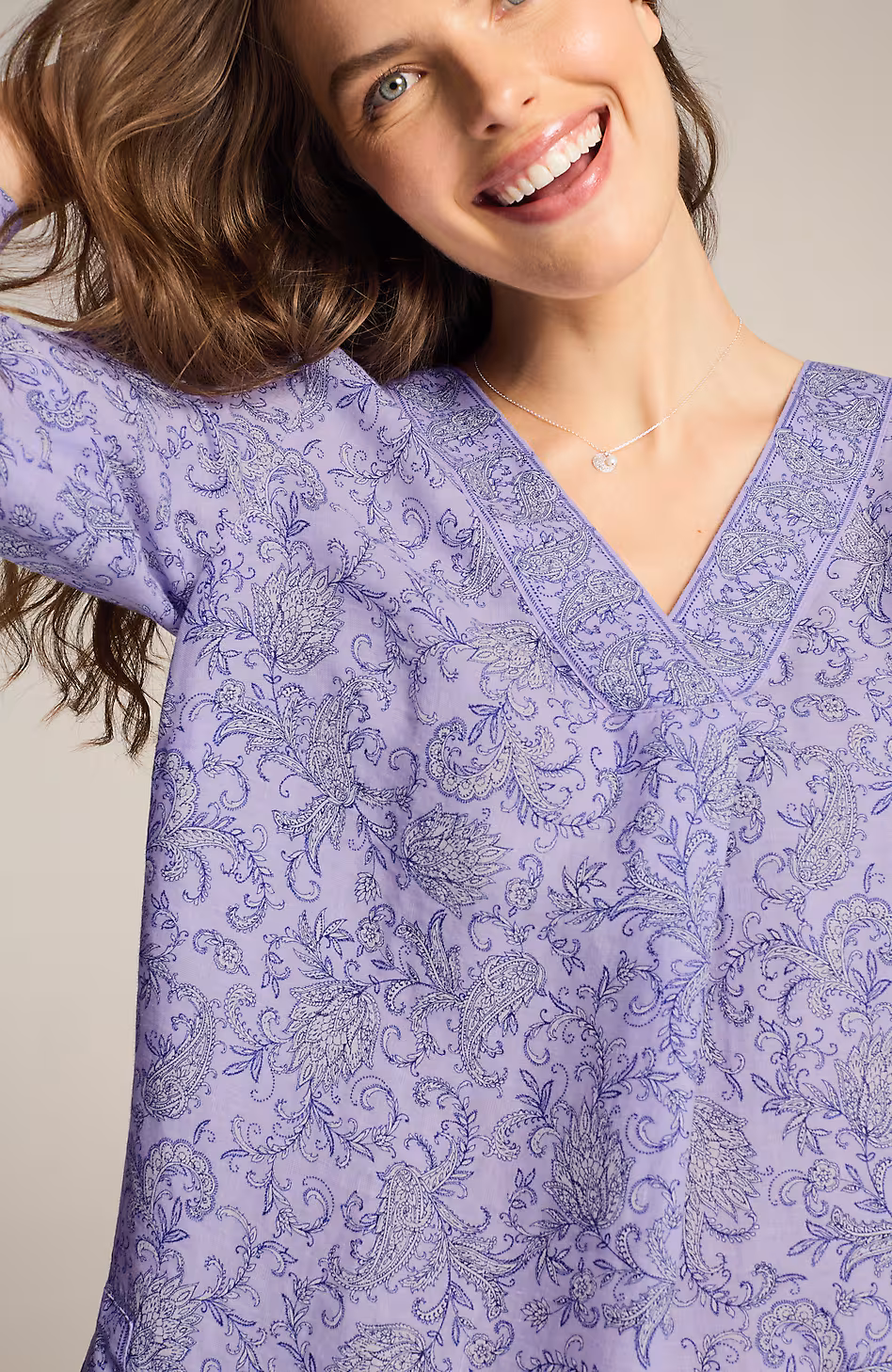 Linen Border-Printed Popover