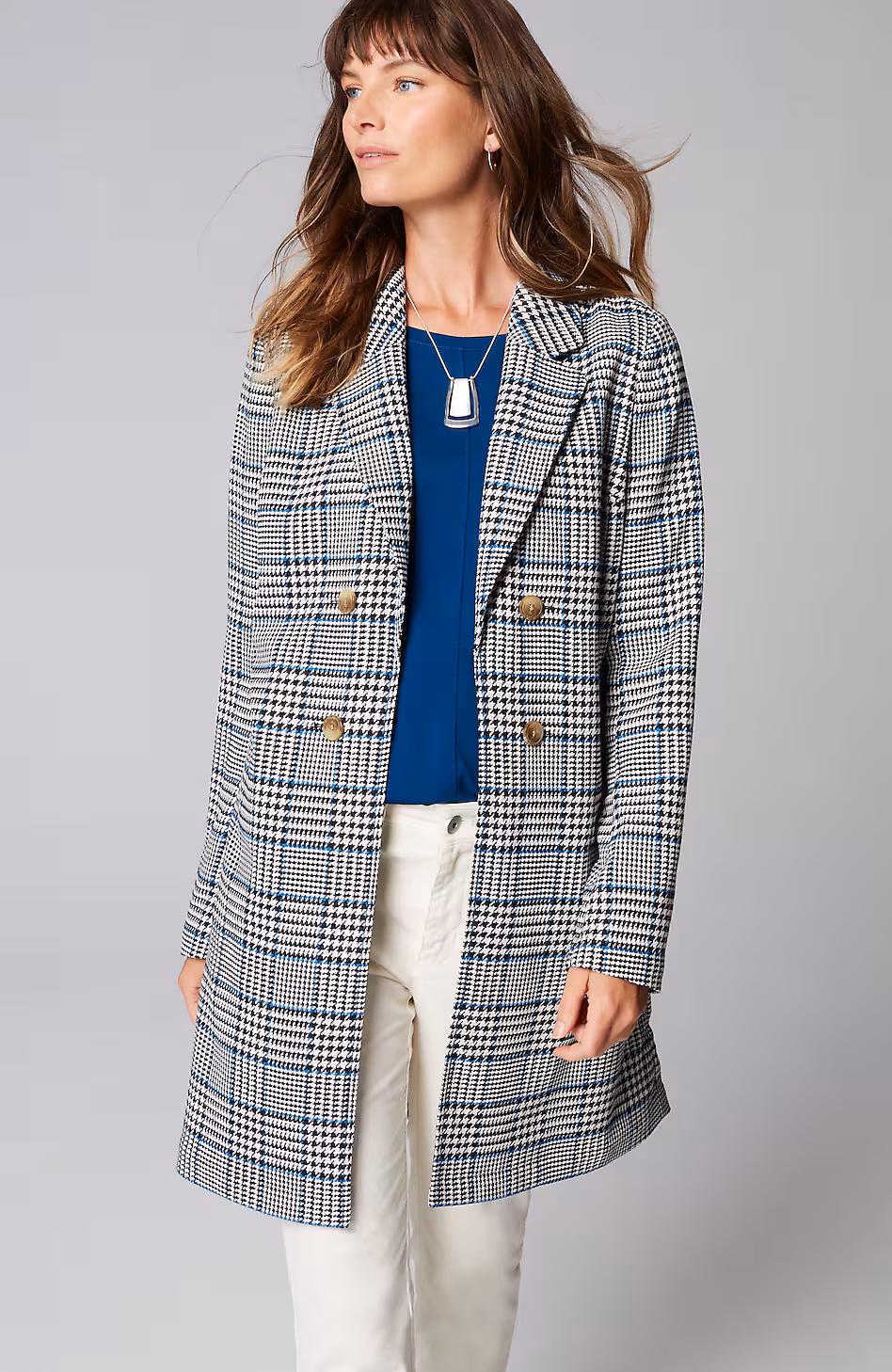 Long Plaid Duster Jacket
