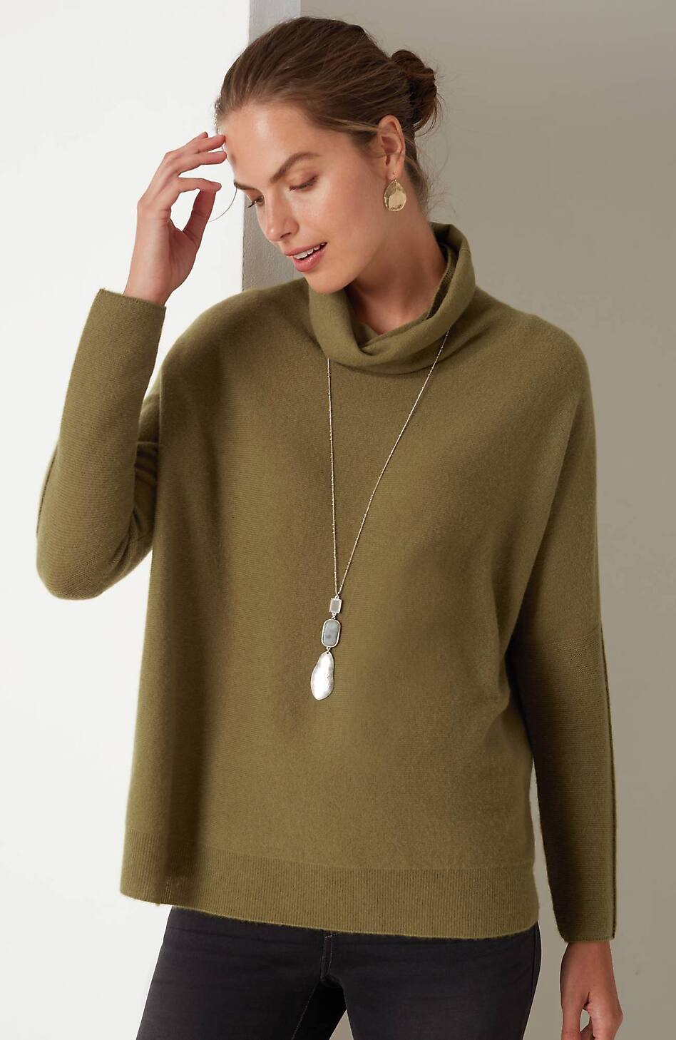 Pure Jill Scrunch-Neck Recycled-Cashmere Sweater