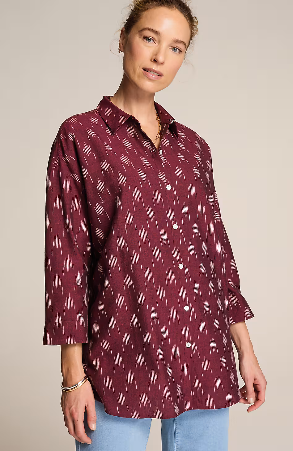 Pure Jill Ikat Button-Front Tunic