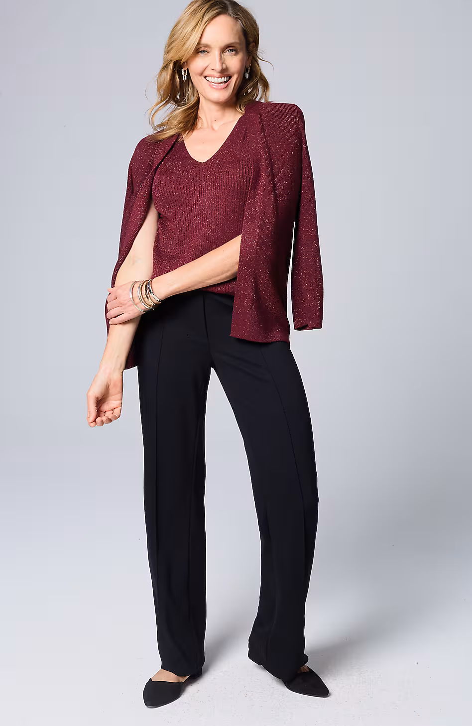 Wearever Rib-Textured Sparkle Top