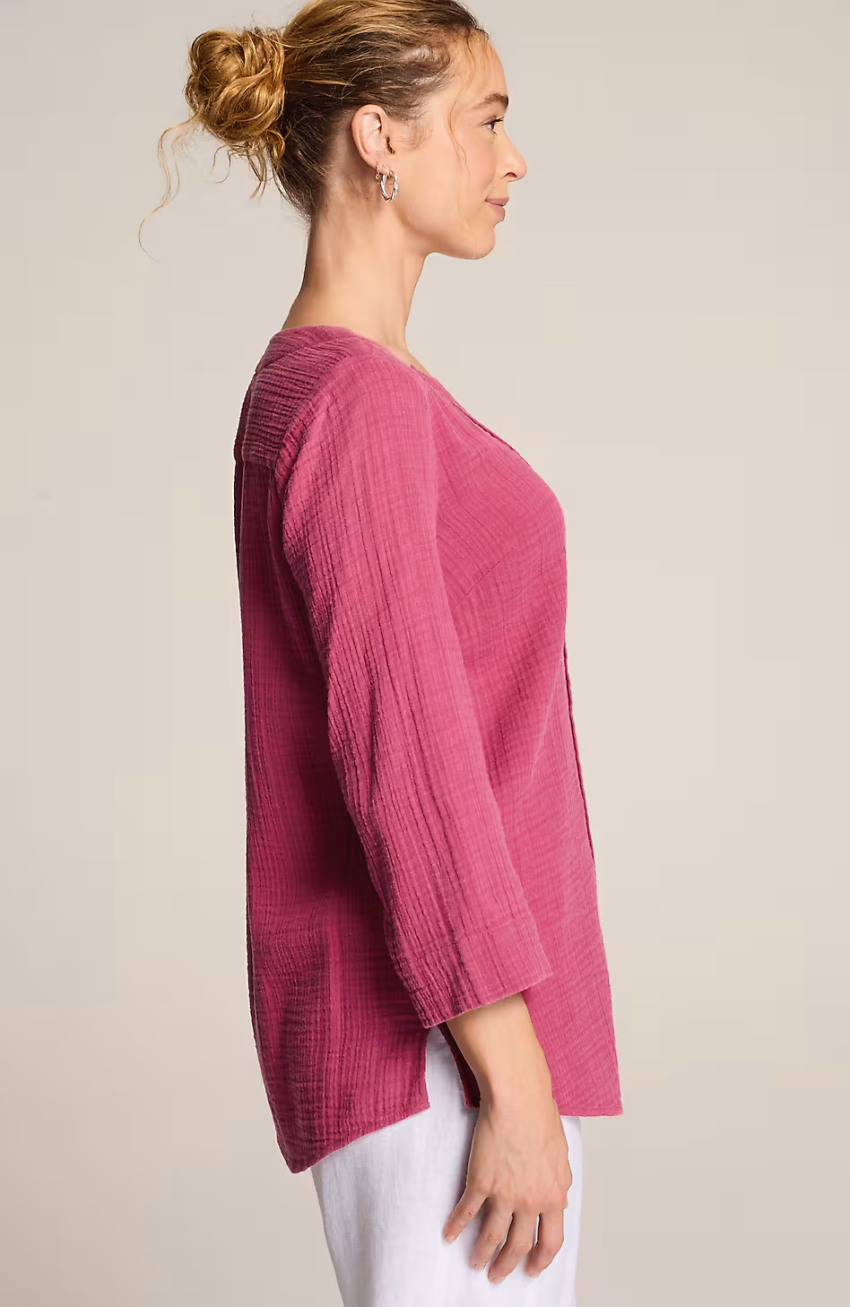 Pure Jill Cotton-Gauze One-Button Tunic