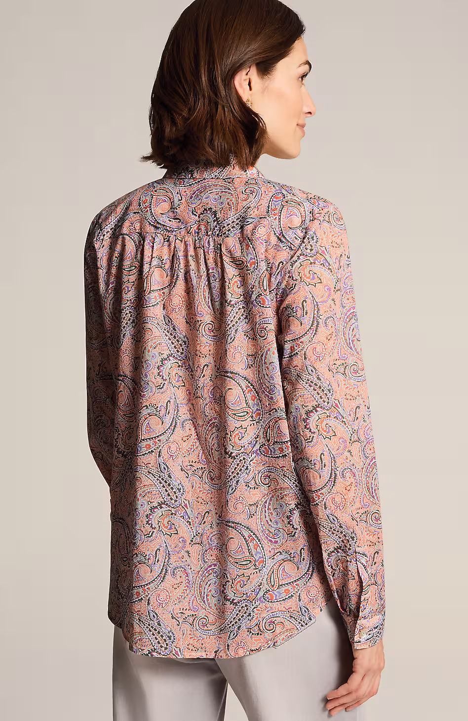 One-Pocket Shirred-Back Shirt