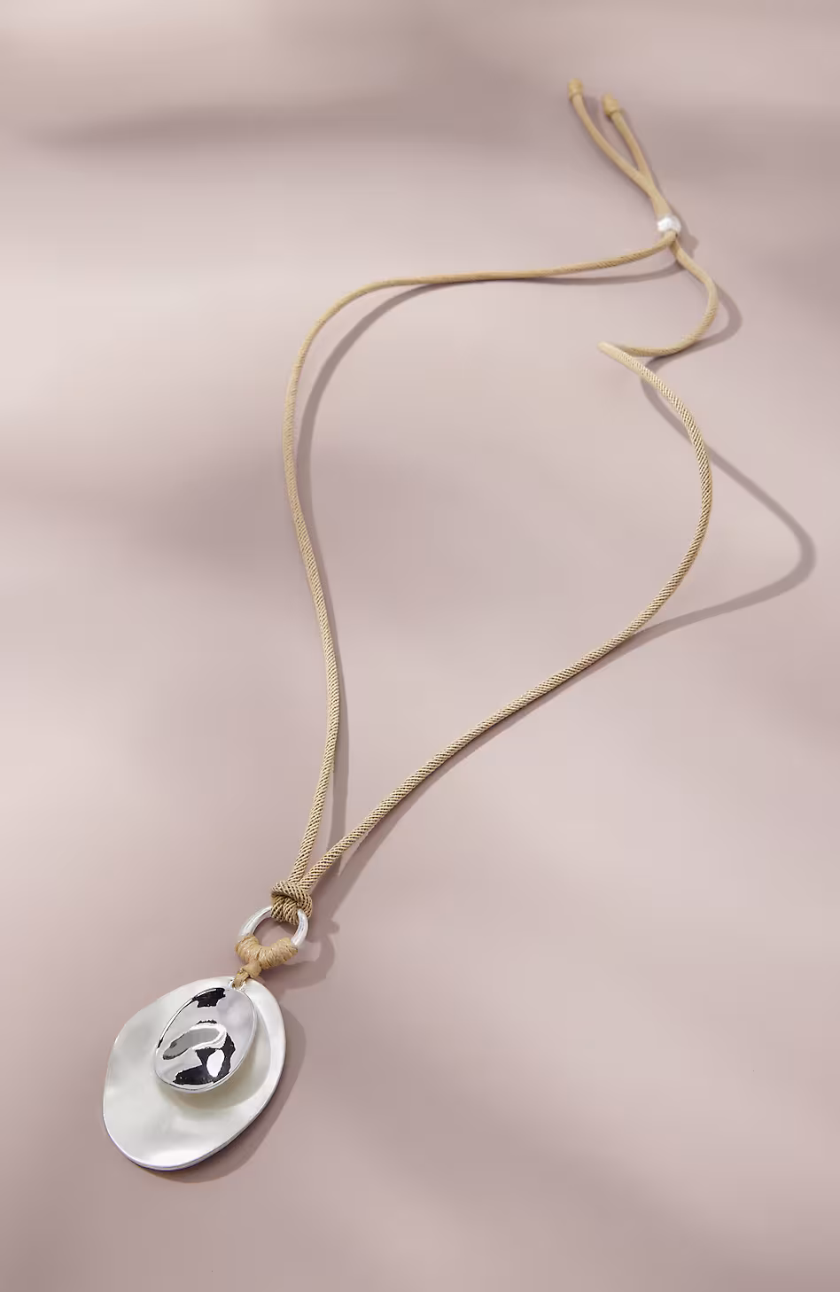 Silvertone Mixed-Finish Pendant Necklace