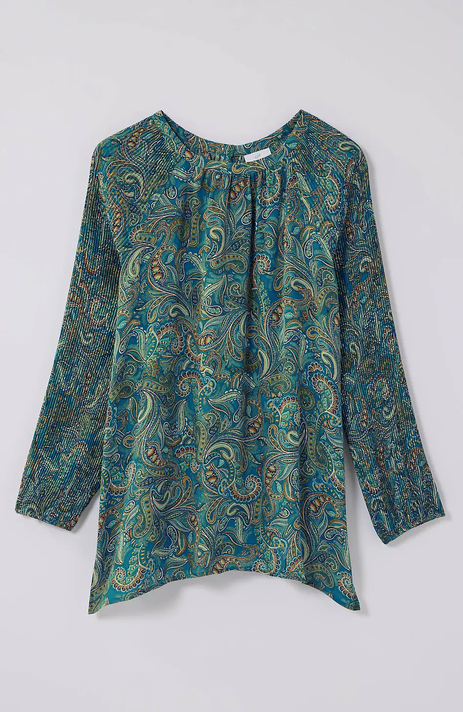 Paisley Pleated-Sleeves Tunic