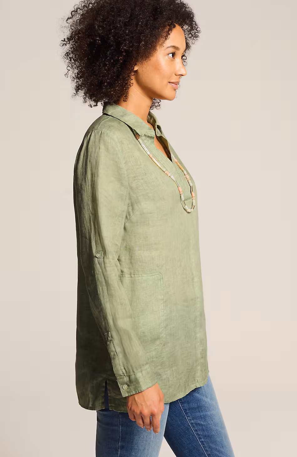 Garment-Dyed Linen Popover Tunic