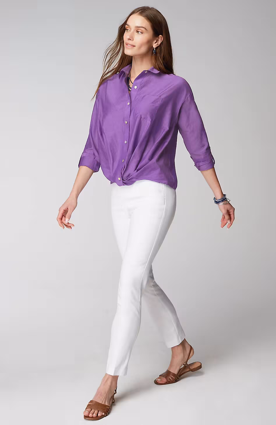 Cotton-Silk Twist-Front Top