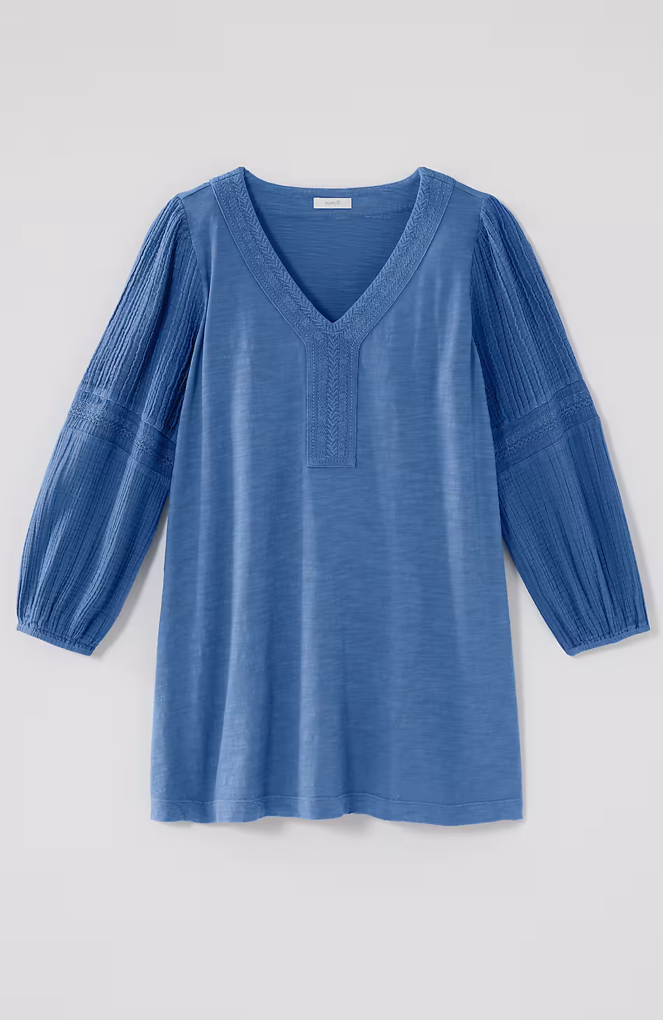 Pure Jill Mixed-Media Embroidered Tunic