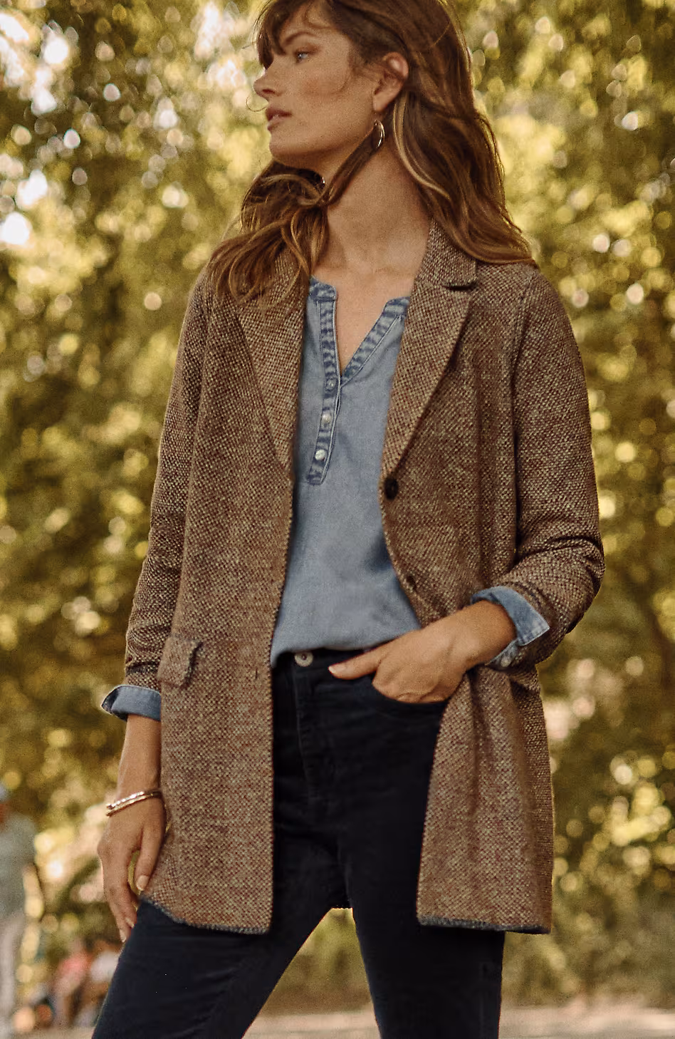Tweed-Textured Sweater-Jacket