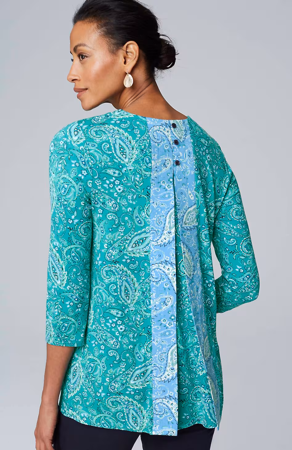 Wearever Mixed-Print Button-Back Top