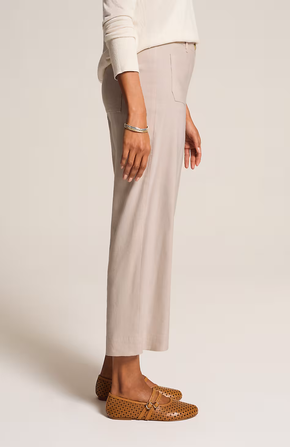 Linen-Stretch Patch-Pocket Crops