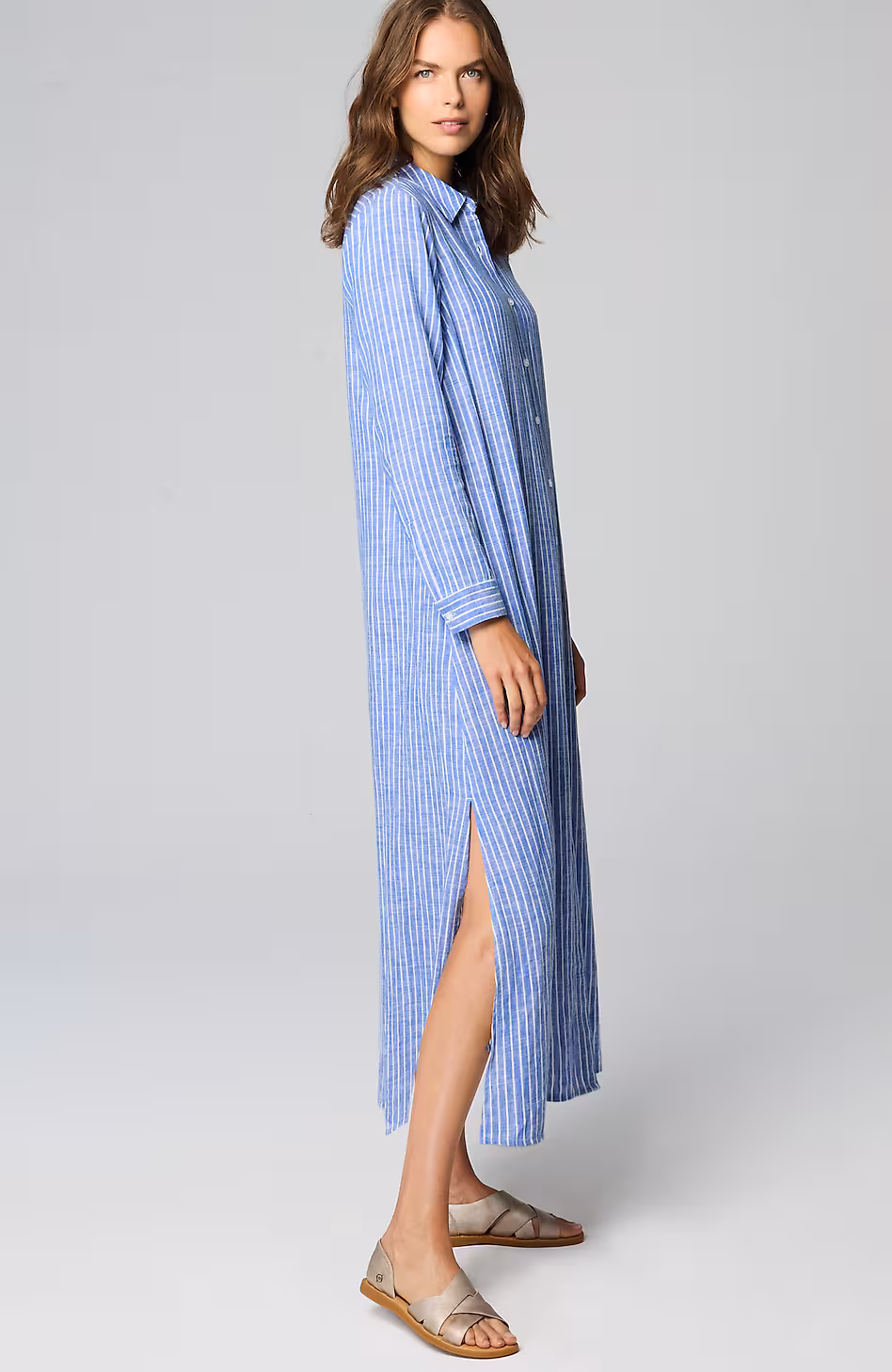 Linen-Blend Maxi Shirtdress
