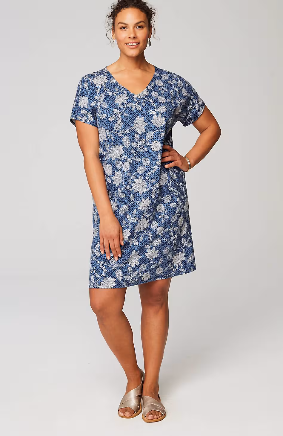 Pure Jill Soft-V-Neck T-Shirt Dress
