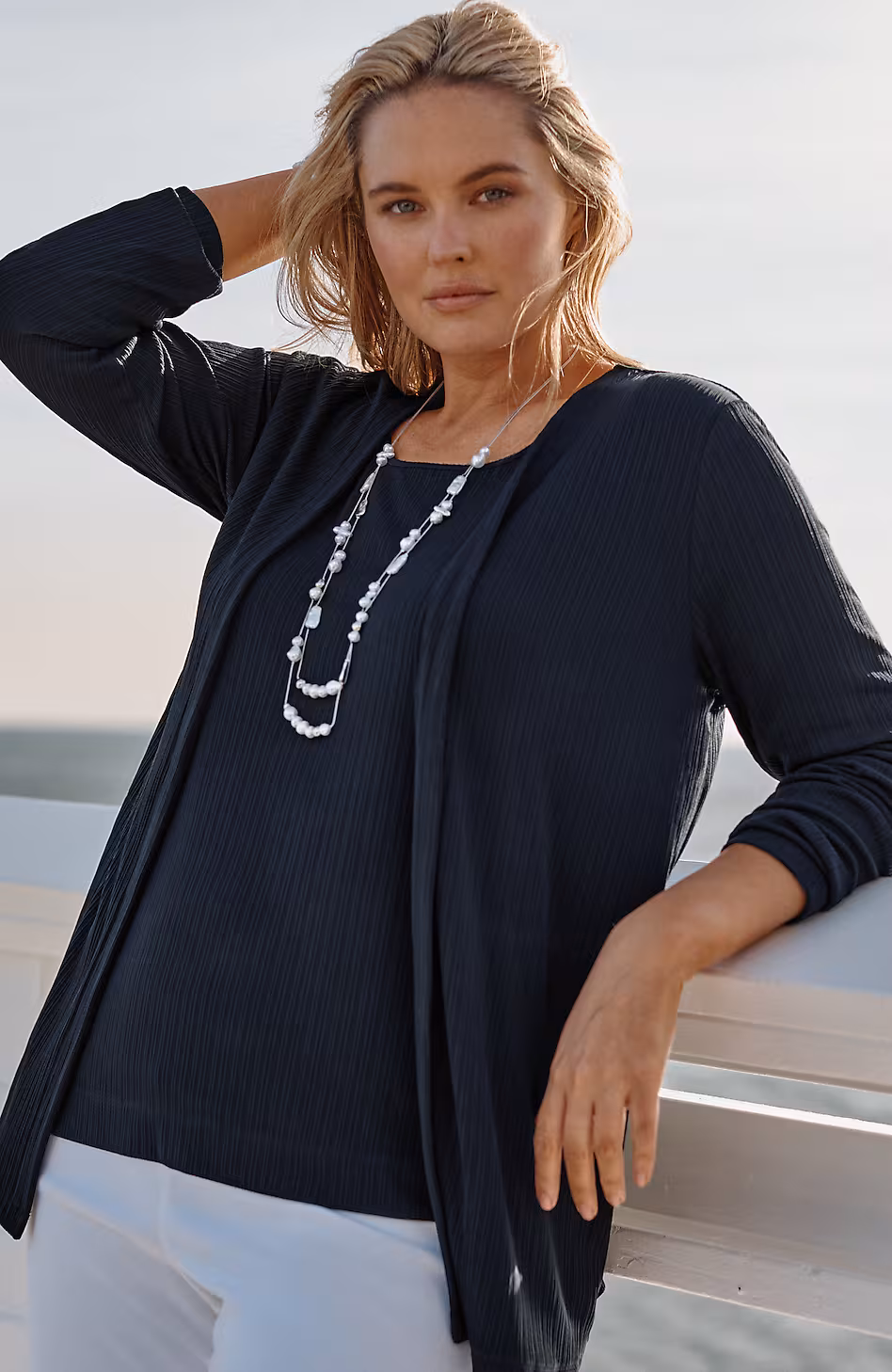 Wearever Textured-Knit Open-Front Jacket