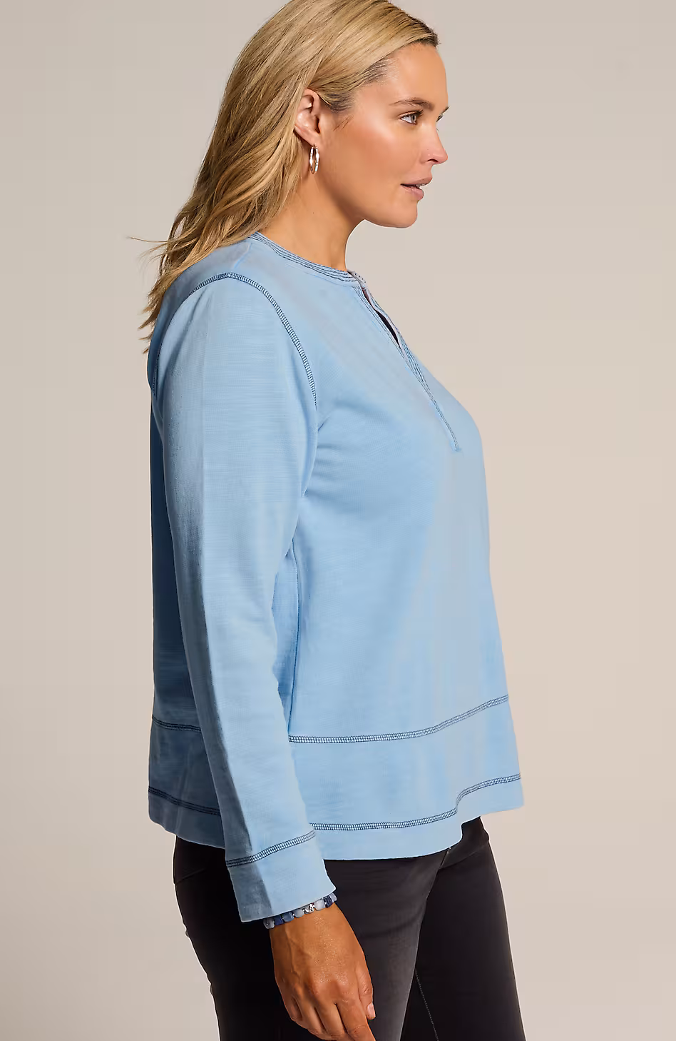 Pure Jill Contrast-Stitched Top