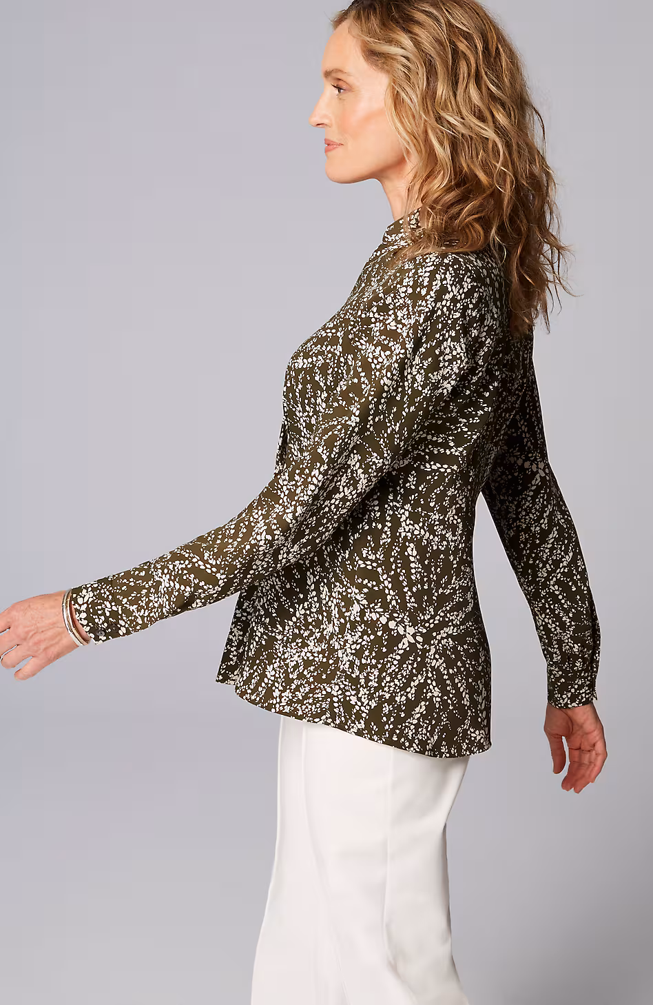 Wearever Easy-Care Pleated One-Button Top